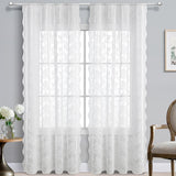 Maxbell Transparent Lace Curtain Decor Privacy Elegant White for Bathroom Patio Yard 150 cmx250 cm