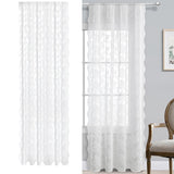 Maxbell Transparent Lace Curtain Decor Privacy Elegant White for Bathroom Patio Yard 150 cmx250 cm