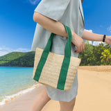 Handwoven Tote Bag Lightweight Work Dating Ladies Beach Travel Women Handbag Green