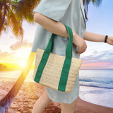 Handwoven Tote Bag Lightweight Work Dating Ladies Beach Travel Women Handbag Green