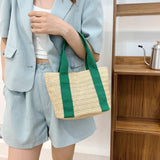 Handwoven Tote Bag Lightweight Work Dating Ladies Beach Travel Women Handbag Green