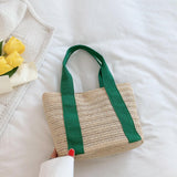 Handwoven Tote Bag Lightweight Work Dating Ladies Beach Travel Women Handbag Green
