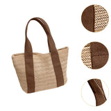 Handwoven Tote Bag Lightweight Work Dating Ladies Beach Travel Women Handbag Brown