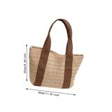 Handwoven Tote Bag Lightweight Work Dating Ladies Beach Travel Women Handbag Brown