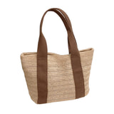 Handwoven Tote Bag Lightweight Work Dating Ladies Beach Travel Women Handbag Brown