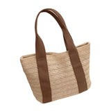 Handwoven Tote Bag Lightweight Work Dating Ladies Beach Travel Women Handbag Brown