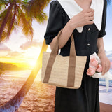 Handwoven Tote Bag Lightweight Work Dating Ladies Beach Travel Women Handbag Brown
