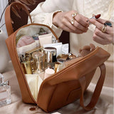 Makeup Bag Zipper Large Capacity Birthday Gifts Toiletry Bag for Girls Women Brown