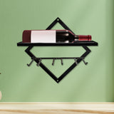 Maxbell Wall Mount Bottle Rack Metal Bottle Holder Stand for Apartment Household Bar Black with Cup Rack