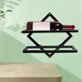 Maxbell Wall Mount Bottle Rack Metal Bottle Holder Stand for Apartment Household Bar Black No Cup Rack