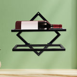 Maxbell Wall Mount Bottle Rack Metal Bottle Holder Stand for Apartment Household Bar Black No Cup Rack