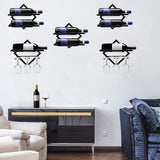 Maxbell Wall Mount Bottle Rack Metal Bottle Holder Stand for Apartment Household Bar Black No Cup Rack