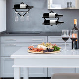 Maxbell Wall Mount Bottle Rack Metal Bottle Holder Stand for Apartment Household Bar Black No Cup Rack