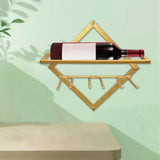 Maxbell Wall Mount Bottle Rack Metal Bottle Holder Stand for Apartment Household Bar Gold with Cup Rack