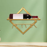 Maxbell Wall Mount Bottle Rack Metal Bottle Holder Stand for Apartment Household Bar Gold with Cup Rack