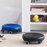 Maxbell Low Height Rolling Stool with Wheels Low Roller Seat for Home Office Bedroom Blue