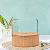 Maxbell Handwoven Bamboo Basket Box Gift Wrapping Basket for Backyard Festival Bread