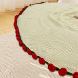 Maxbell Hand Knitting Flower Bouquet Blanket Home Decoration for Birthday Party Gift Beige