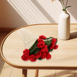 Maxbell Hand Knitting Flower Bouquet Blanket Home Decoration for Birthday Party Gift Beige