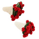 Maxbell Hand Knitting Flower Bouquet Blanket Home Decoration for Birthday Party Gift Beige