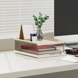 Maxbell Desktop File Sorter Organizer Desk Supplies Letter Organizer Document Holder White 2 Tier
