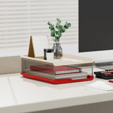 Maxbell Desktop File Sorter Organizer Desk Supplies Letter Organizer Document Holder Red White 2 Tier