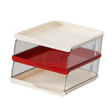 Maxbell Desktop File Sorter Organizer Desk Supplies Letter Organizer Document Holder Red White 3 Tier