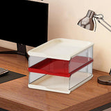 Maxbell Desktop File Sorter Organizer Desk Supplies Letter Organizer Document Holder Red White 3 Tier