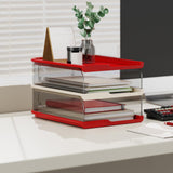 Maxbell Desktop File Sorter Organizer Desk Supplies Letter Organizer Document Holder Red White 3 Tier