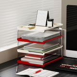 Maxbell Desktop File Sorter Organizer Desk Supplies Letter Organizer Document Holder Red White 4 Tier