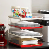 Maxbell Desktop File Sorter Organizer Desk Supplies Letter Organizer Document Holder Red White 4 Tier