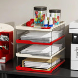 Maxbell Desktop File Sorter Organizer Desk Supplies Letter Organizer Document Holder Red White 4 Tier