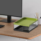 Maxbell Desktop File Sorter Organizer Desk Supplies Letter Organizer Document Holder Black Green 2 Tier