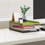 Maxbell Desktop File Sorter Organizer Desk Supplies Letter Organizer Document Holder Black Green 2 Tier