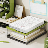 Maxbell Desktop File Sorter Organizer Desk Supplies Letter Organizer Document Holder Black Green 2 Tier