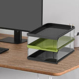 Maxbell Desktop File Sorter Organizer Desk Supplies Letter Organizer Document Holder Black Green 3 Tier