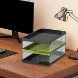 Maxbell Desktop File Sorter Organizer Desk Supplies Letter Organizer Document Holder Black Green 3 Tier