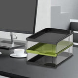 Maxbell Desktop File Sorter Organizer Desk Supplies Letter Organizer Document Holder Black Green 3 Tier