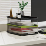 Maxbell Desktop File Sorter Organizer Desk Supplies Letter Organizer Document Holder Black Green 3 Tier
