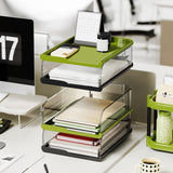 Maxbell Desktop File Sorter Organizer Desk Supplies Letter Organizer Document Holder Black Green 4 Tier
