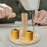 Maxbell 8 Spools Yarn Holder Hand Tool Wooden Thread Holder Rack Knit Yarn Dispenser