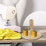 Maxbell 8 Spools Yarn Holder Hand Tool Wooden Thread Holder Rack Knit Yarn Dispenser