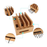 Maxbell Multi Device Docking Station Wood Desktop Docking Charging Stand for Tablet