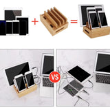Maxbell Multi Device Docking Station Wood Desktop Docking Charging Stand for Tablet