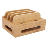 Maxbell Multi Device Docking Station Wood Desktop Docking Charging Stand for Tablet