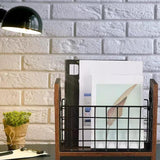 Maxbell Magazine Storage Basket Wood Magazine Organizer for Letters Newspapers Books