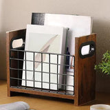 Maxbell Magazine Storage Basket Wood Magazine Organizer for Letters Newspapers Books