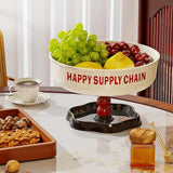 Maxbell Pedestal Bowl Elegant Fruit Bowl with Stand for Parties Counter Dining Table Red Black