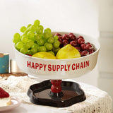 Maxbell Pedestal Bowl Elegant Fruit Bowl with Stand for Parties Counter Dining Table Red Black