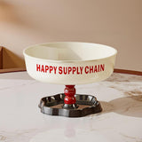 Maxbell Pedestal Bowl Elegant Fruit Bowl with Stand for Parties Counter Dining Table Red Black